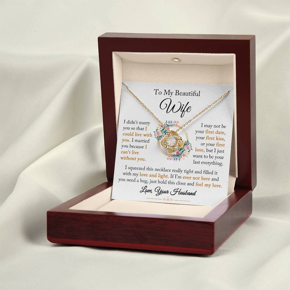 To My Wife "I Can't Live Without You" Love Knot Necklace - Image 3