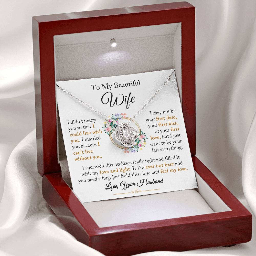 To My Wife "I Can't Live Without You" Love Knot Necklace - Image 5